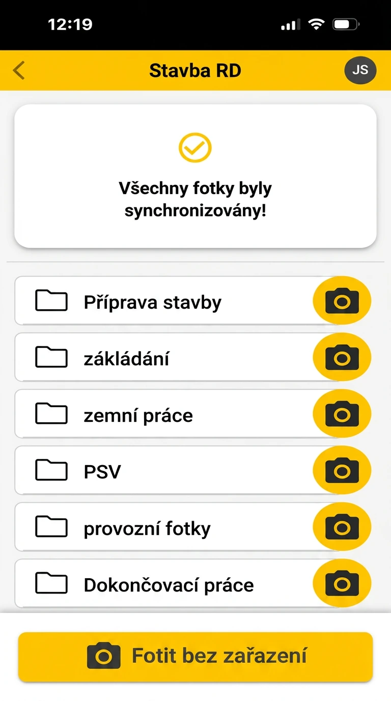 Fotografie a informace k problému uložené u stavby ve Stavario